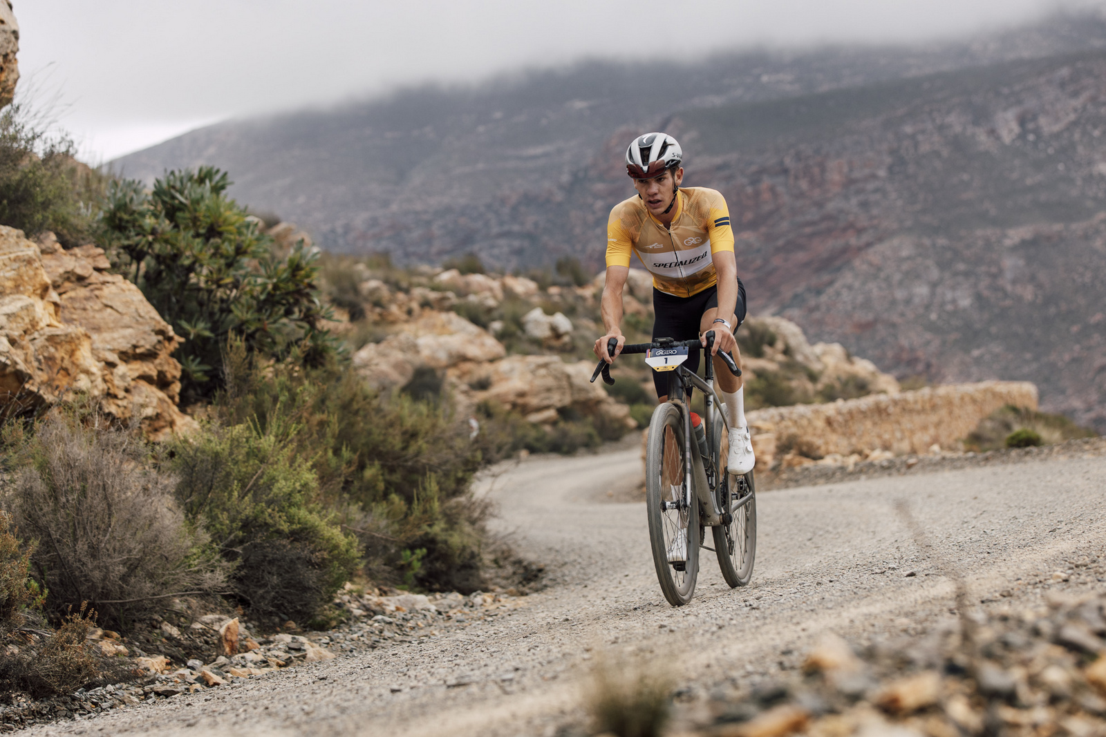 Cronje Beukes set a new fastest Strava segment time up the northern side of Swartberg Pass, en route to a brave stage victory. Photo by Shift Media Co.